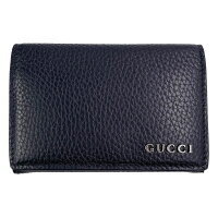 Gucci Logo Card Case Wallet Business Holder Black Leather